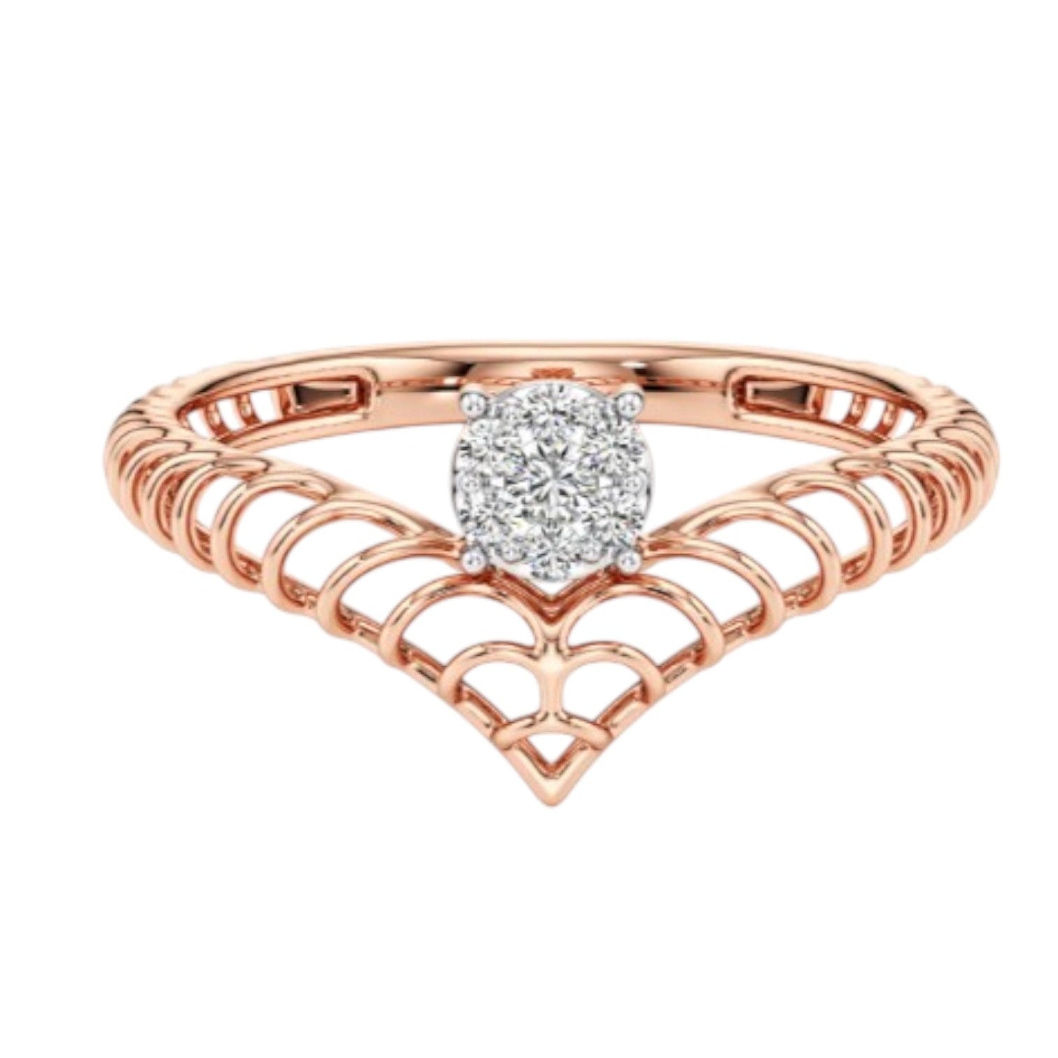 925 Sterling Silver Rose Gold Replicated Ring By Kesardeep Impex For Women